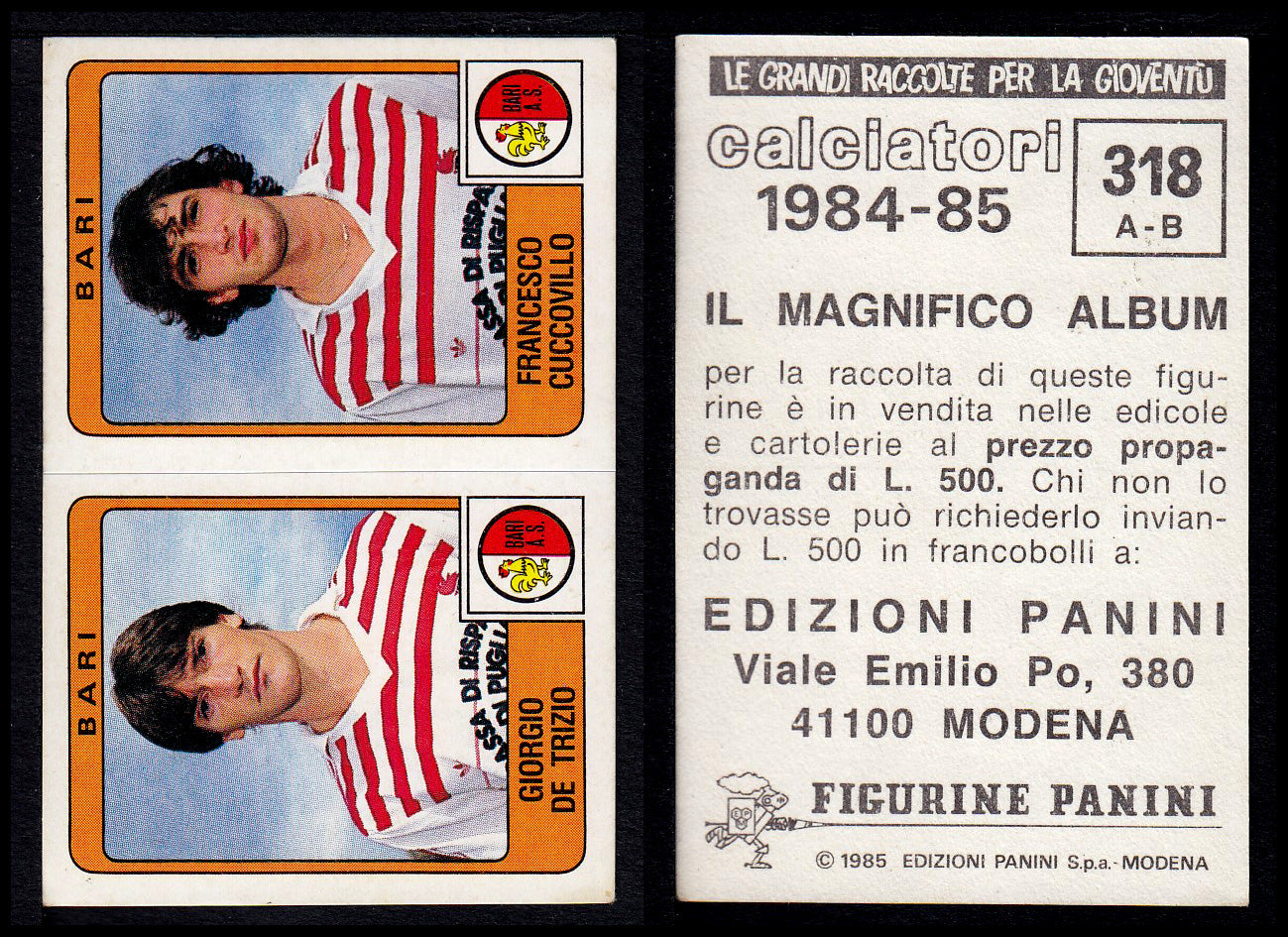 Figurine Panini - Calciatori 1984/85 - Mancolista SERIE B - Fascia 305/399