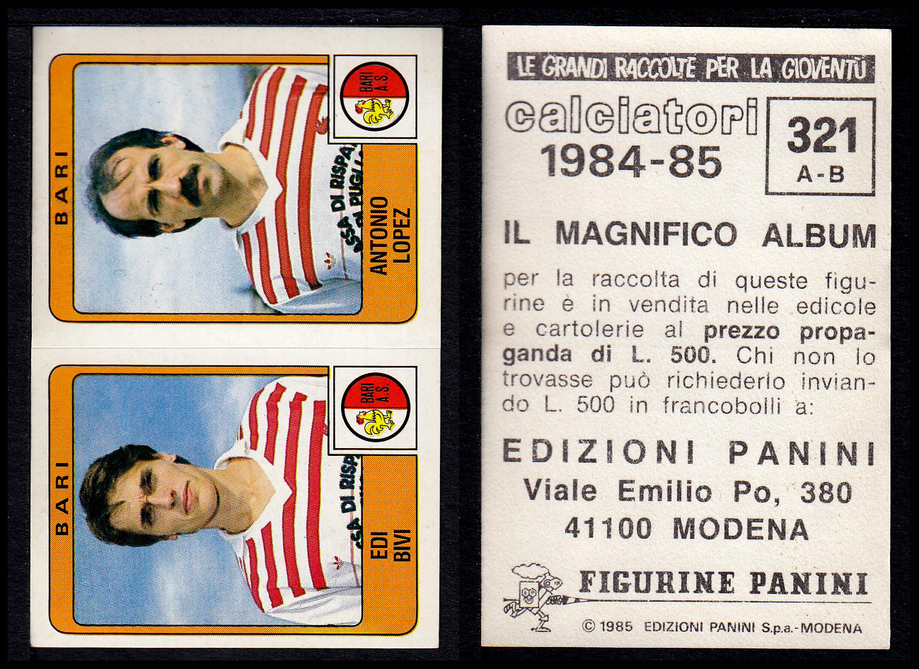 Figurine Panini - Calciatori 1984/85 - Mancolista SERIE B - Fascia 305/399
