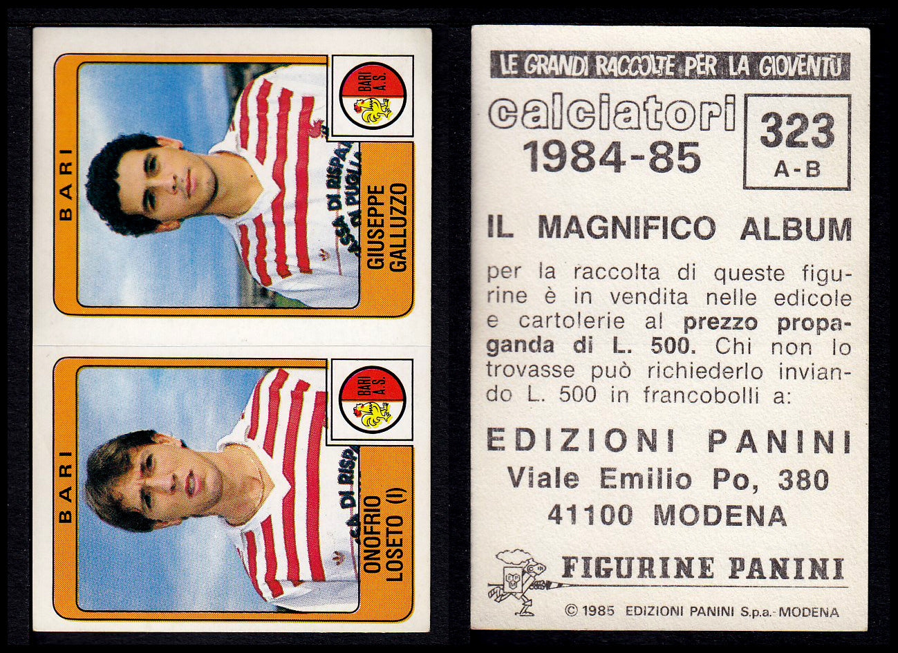 Figurine Panini - Calciatori 1984/85 - Mancolista SERIE B - Fascia 305/399