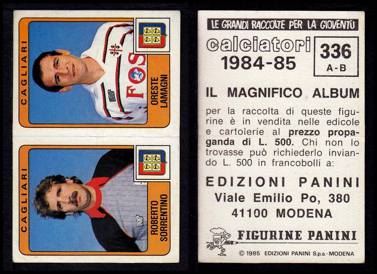 Figurine Panini - Calciatori 1984/85 - Mancolista SERIE B - Fascia 305/399