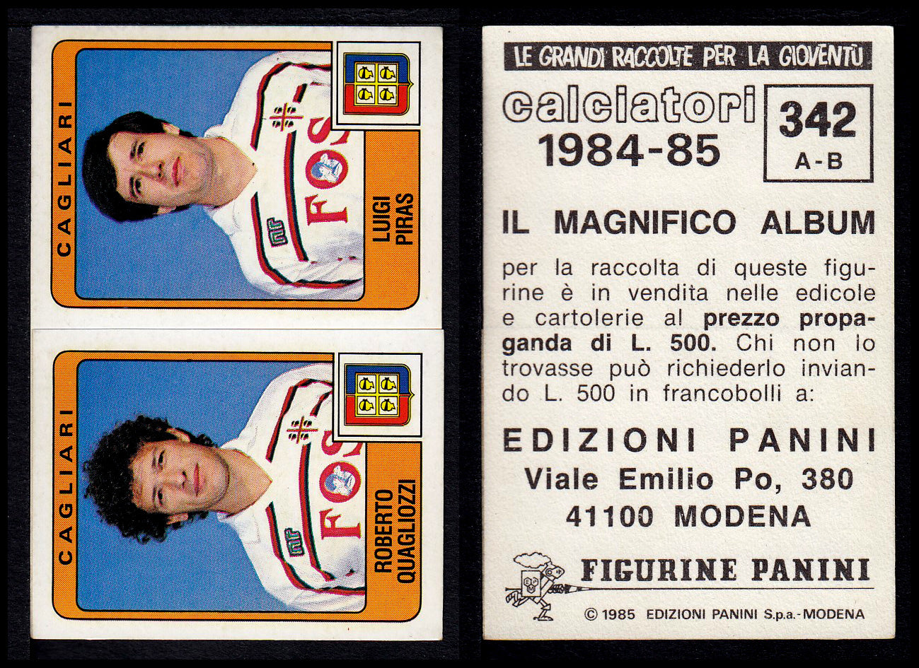 Figurine Panini - Calciatori 1984/85 - Mancolista SERIE B - Fascia 305/399
