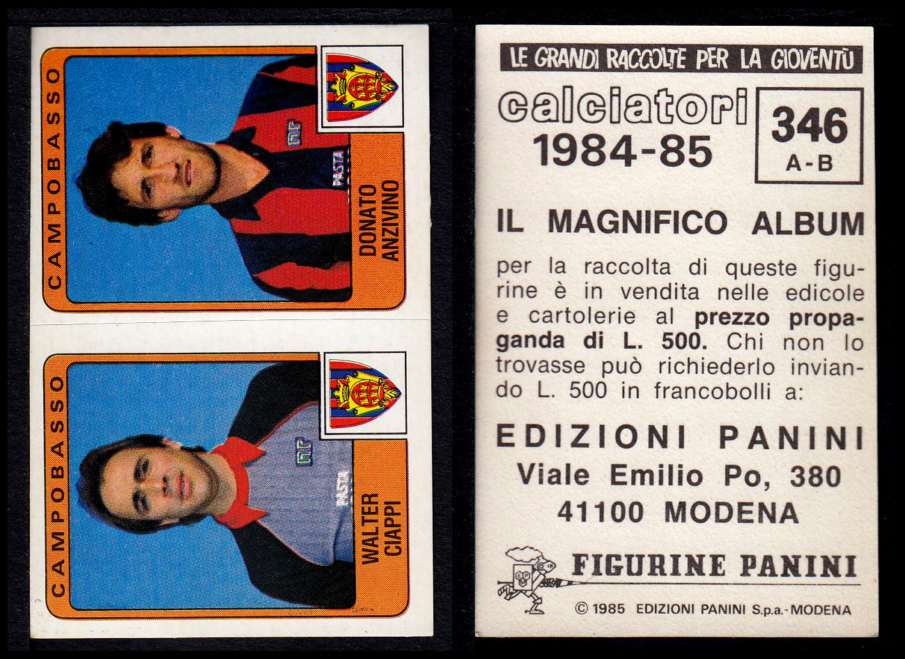 Figurine Panini - Calciatori 1984/85 - Mancolista SERIE B - Fascia 305/399