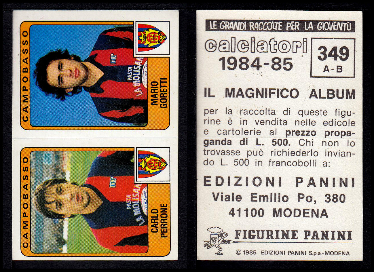 Figurine Panini - Calciatori 1984/85 - Mancolista SERIE B - Fascia 305/399