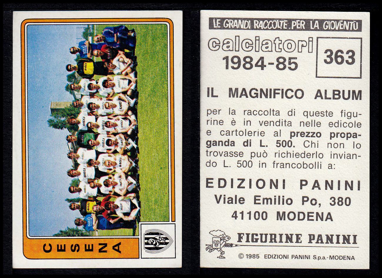 Figurine Panini - Calciatori 1984/85 - Mancolista SERIE B - Fascia 305/399