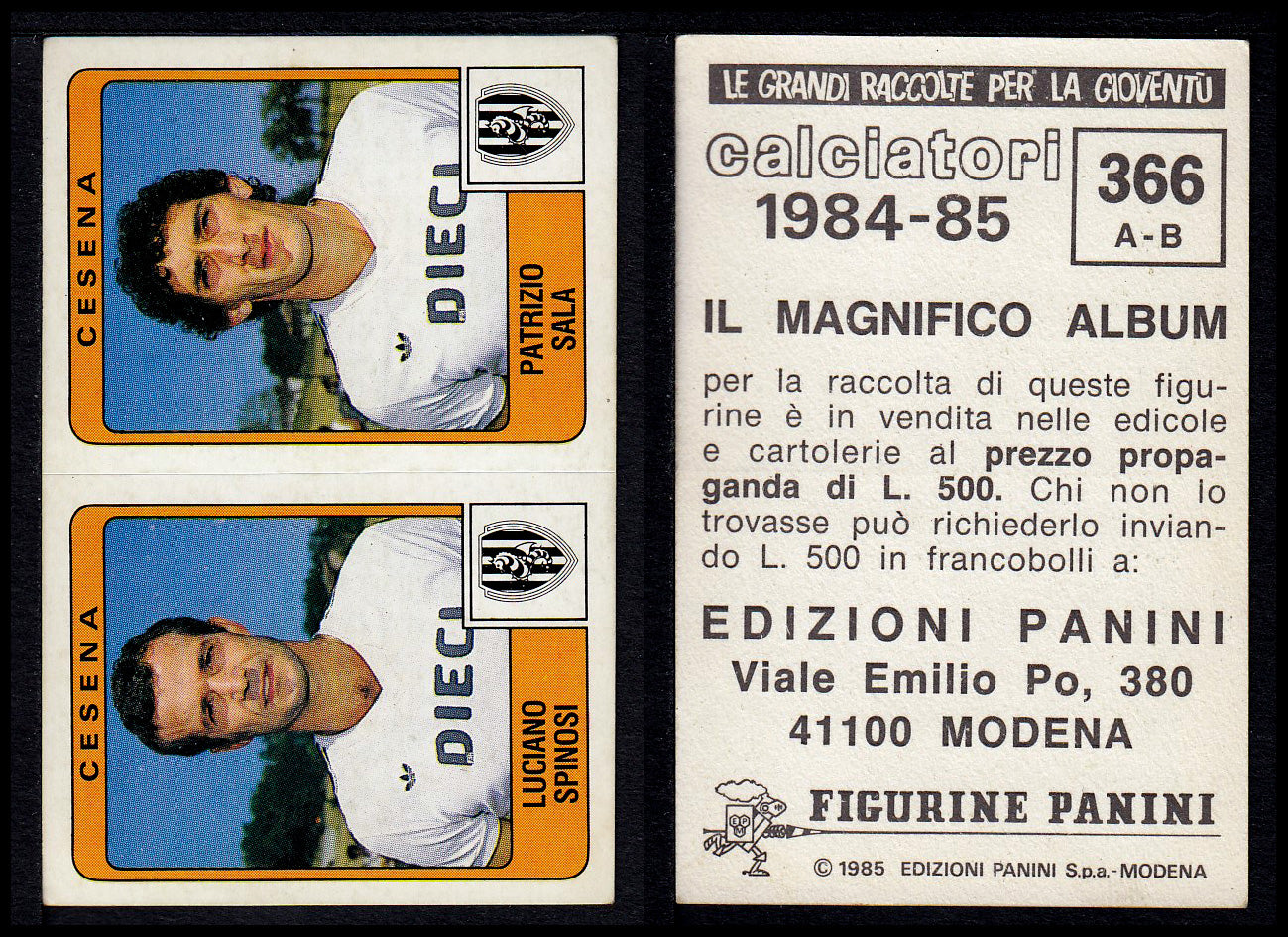 Figurine Panini - Calciatori 1984/85 - Mancolista SERIE B - Fascia 305/399