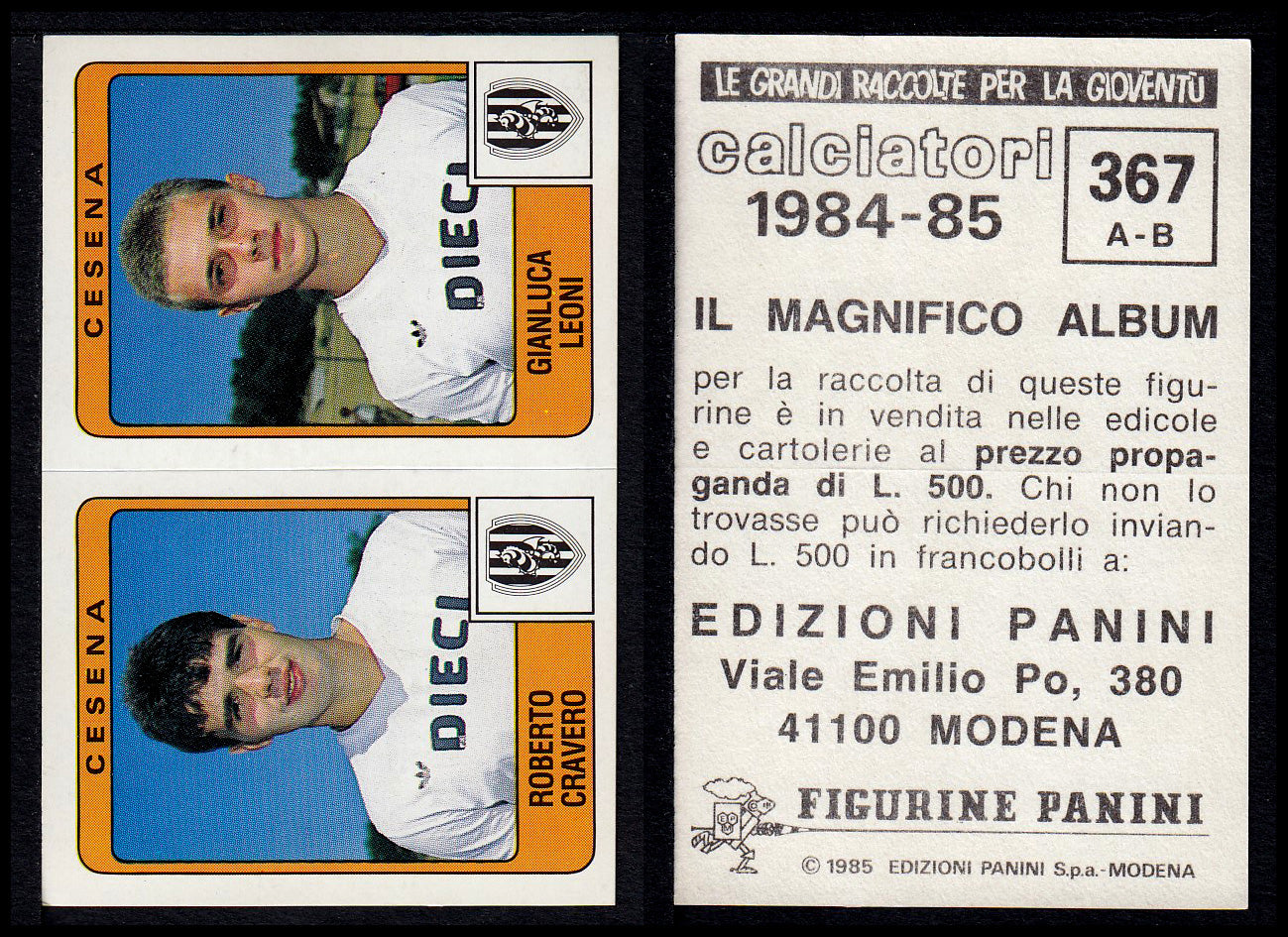 Figurine Panini - Calciatori 1984/85 - Mancolista SERIE B - Fascia 305/399
