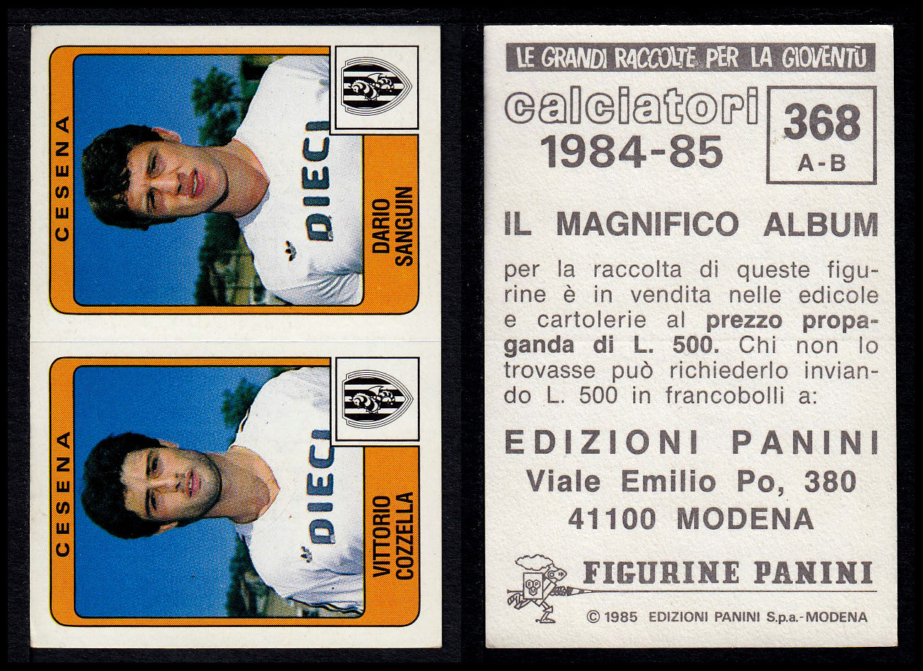 Figurine Panini - Calciatori 1984/85 - Mancolista SERIE B - Fascia 305/399