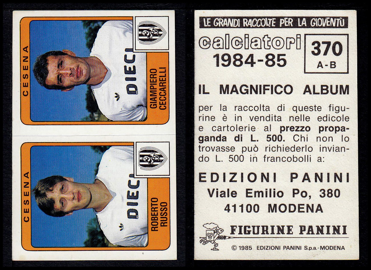 Figurine Panini - Calciatori 1984/85 - Mancolista SERIE B - Fascia 305/399