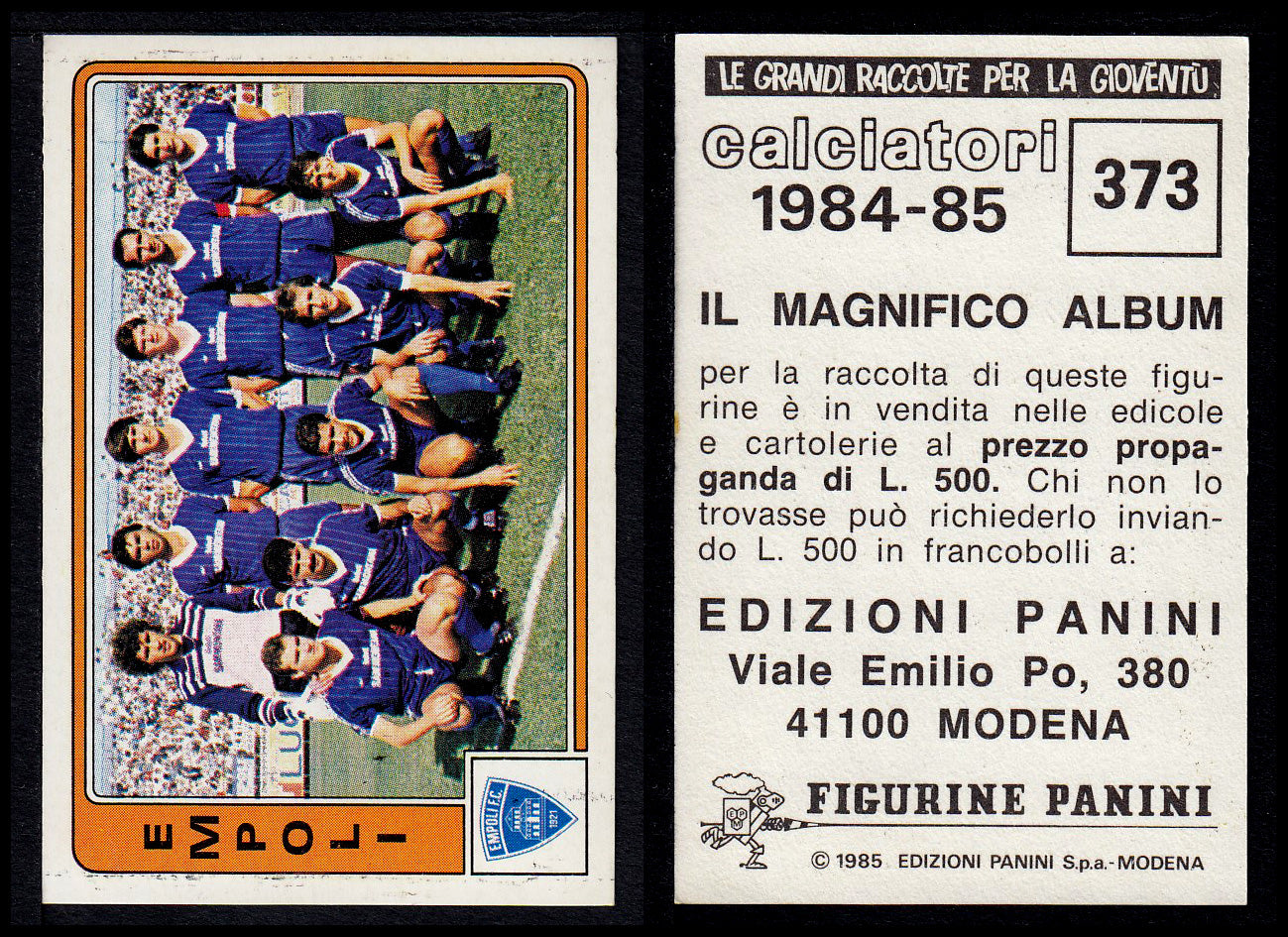 Figurine Panini - Calciatori 1984/85 - Mancolista SERIE B - Fascia 305/399
