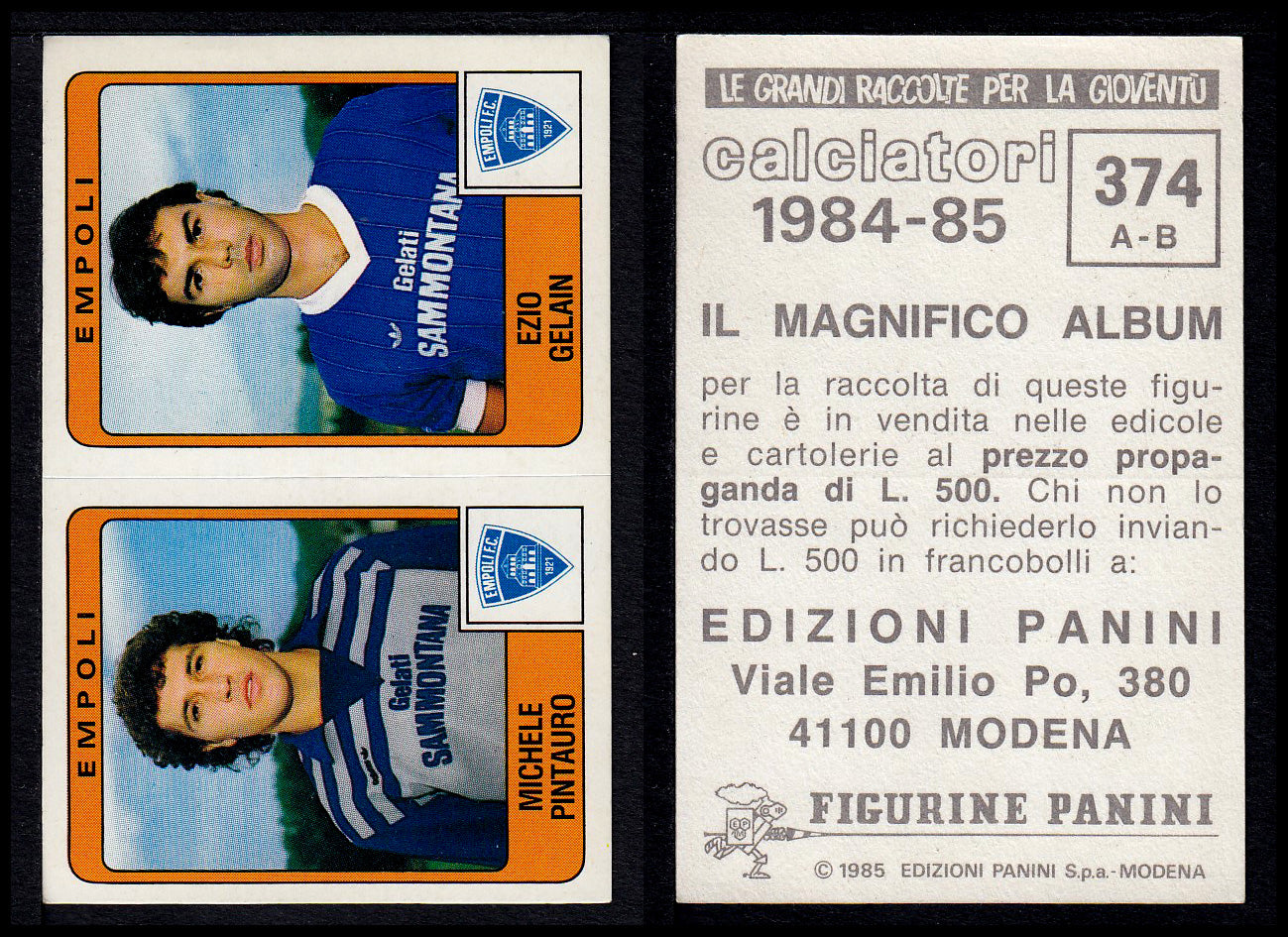 Figurine Panini - Calciatori 1984/85 - Mancolista SERIE B - Fascia 305/399