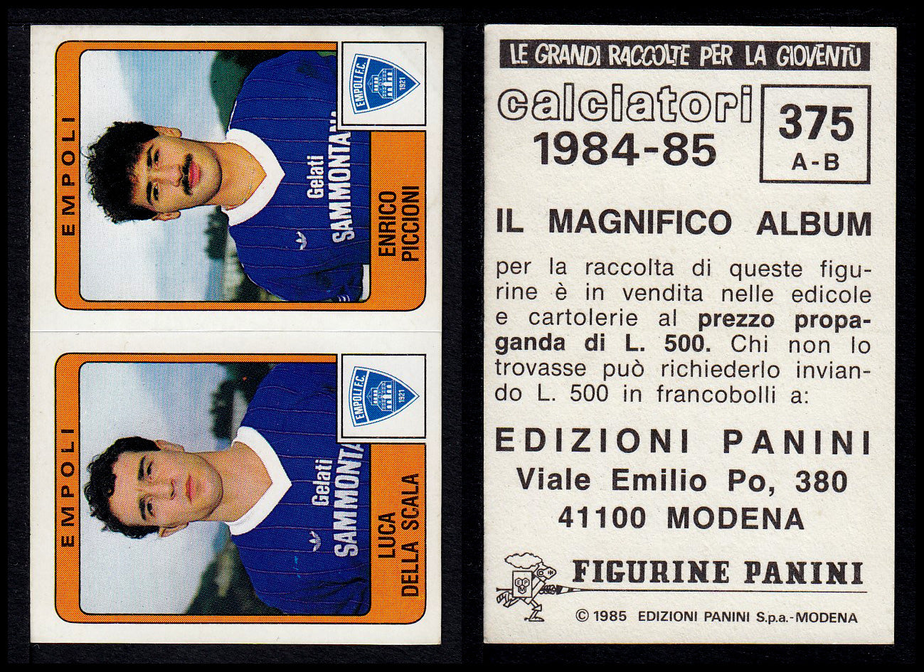 Figurine Panini - Calciatori 1984/85 - Mancolista SERIE B - Fascia 305/399