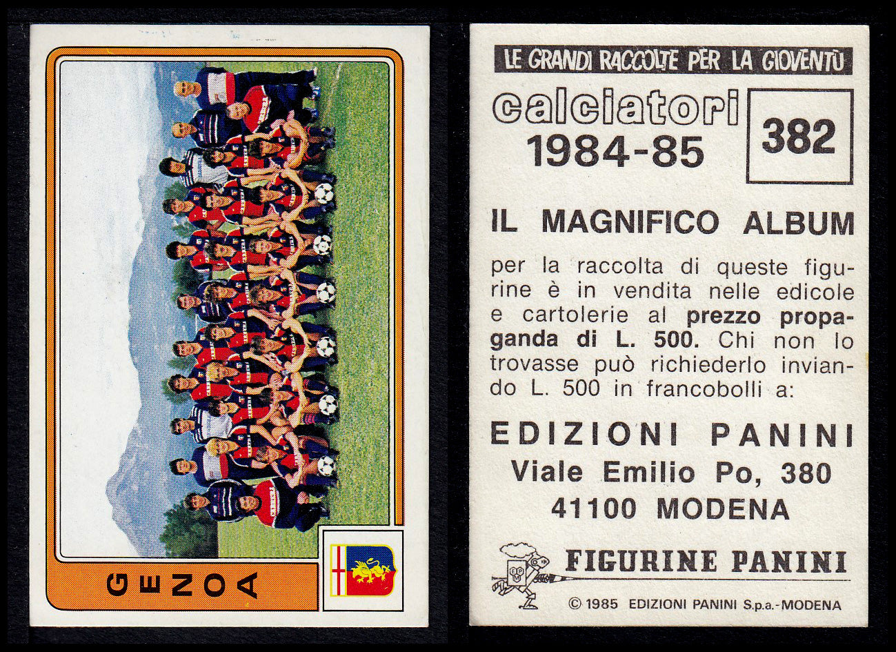 Figurine Panini - Calciatori 1984/85 - Mancolista SERIE B - Fascia 305/399