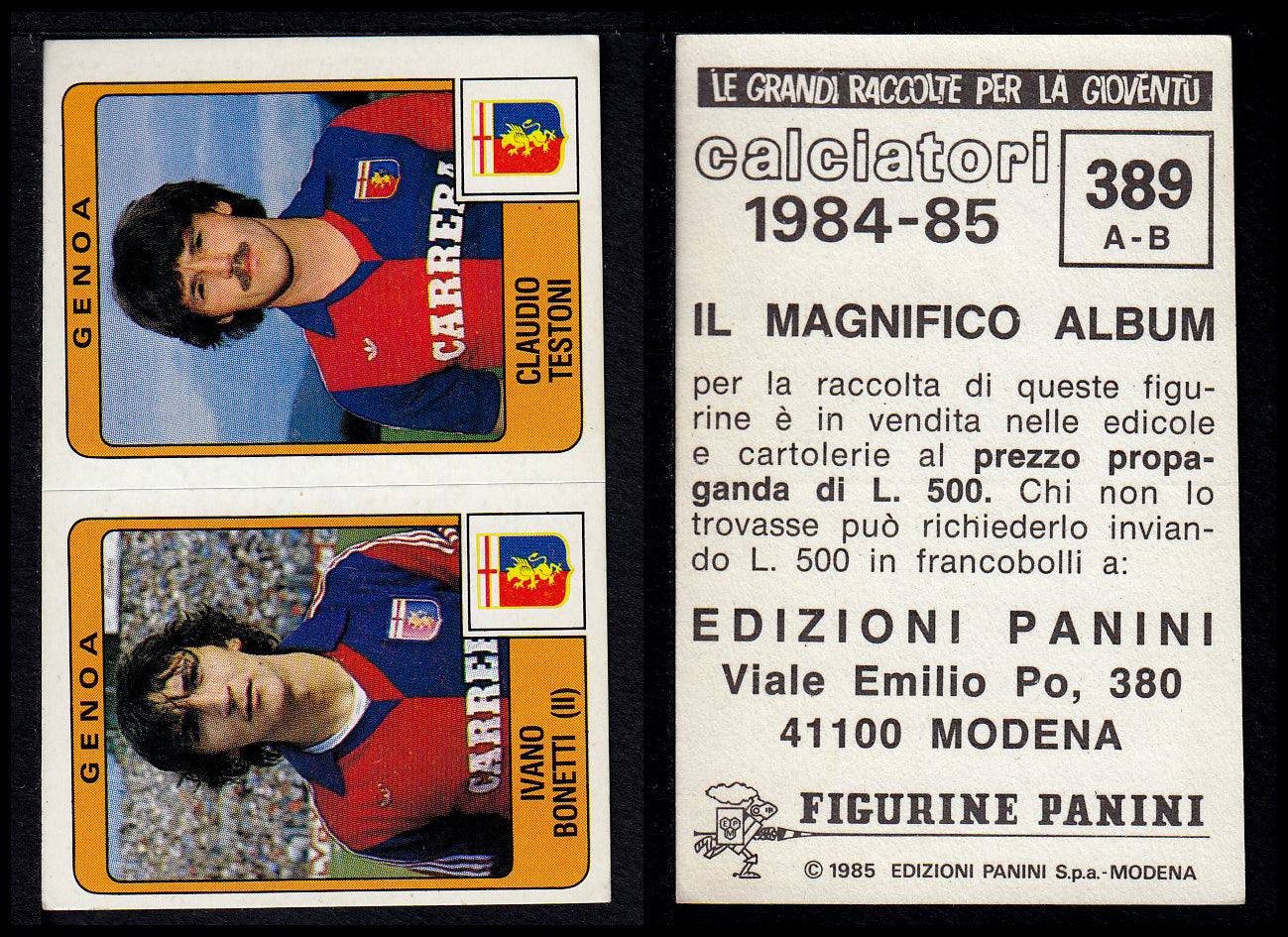 Figurine Panini - Calciatori 1984/85 - Mancolista SERIE B - Fascia 305/399