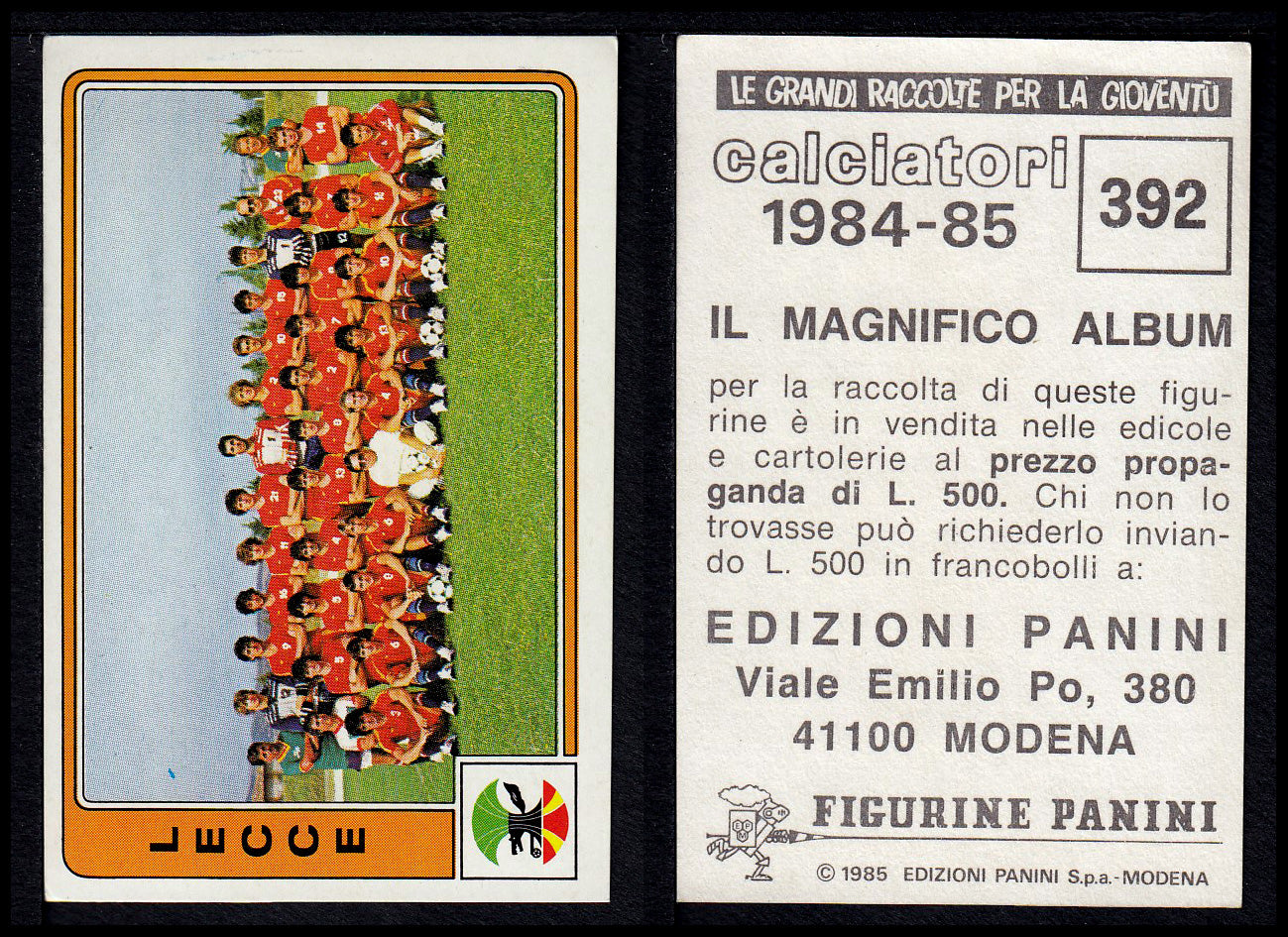 Figurine Panini - Calciatori 1984/85 - Mancolista SERIE B - Fascia 305/399