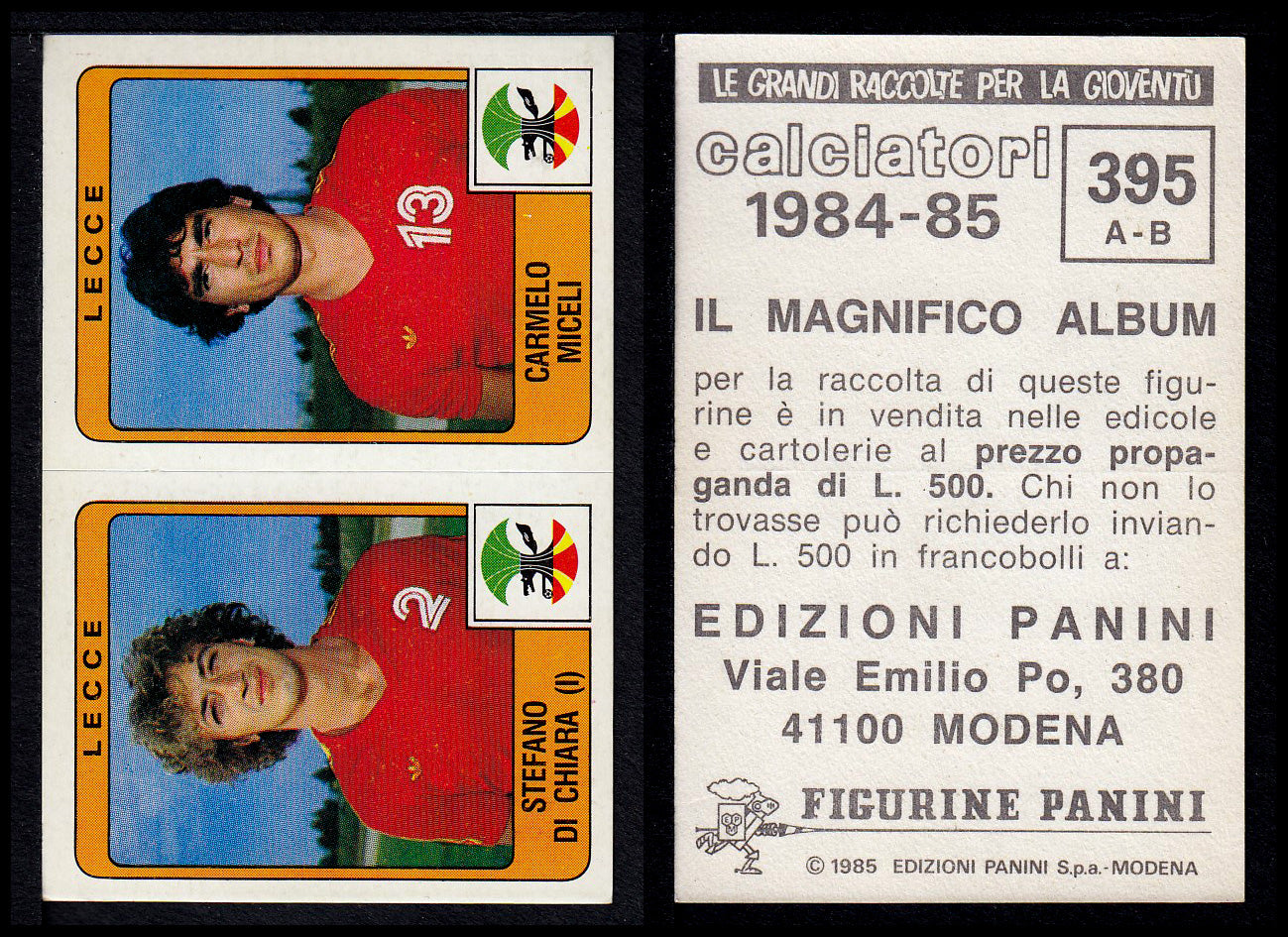 Figurine Panini - Calciatori 1984/85 - Mancolista SERIE B - Fascia 305/399