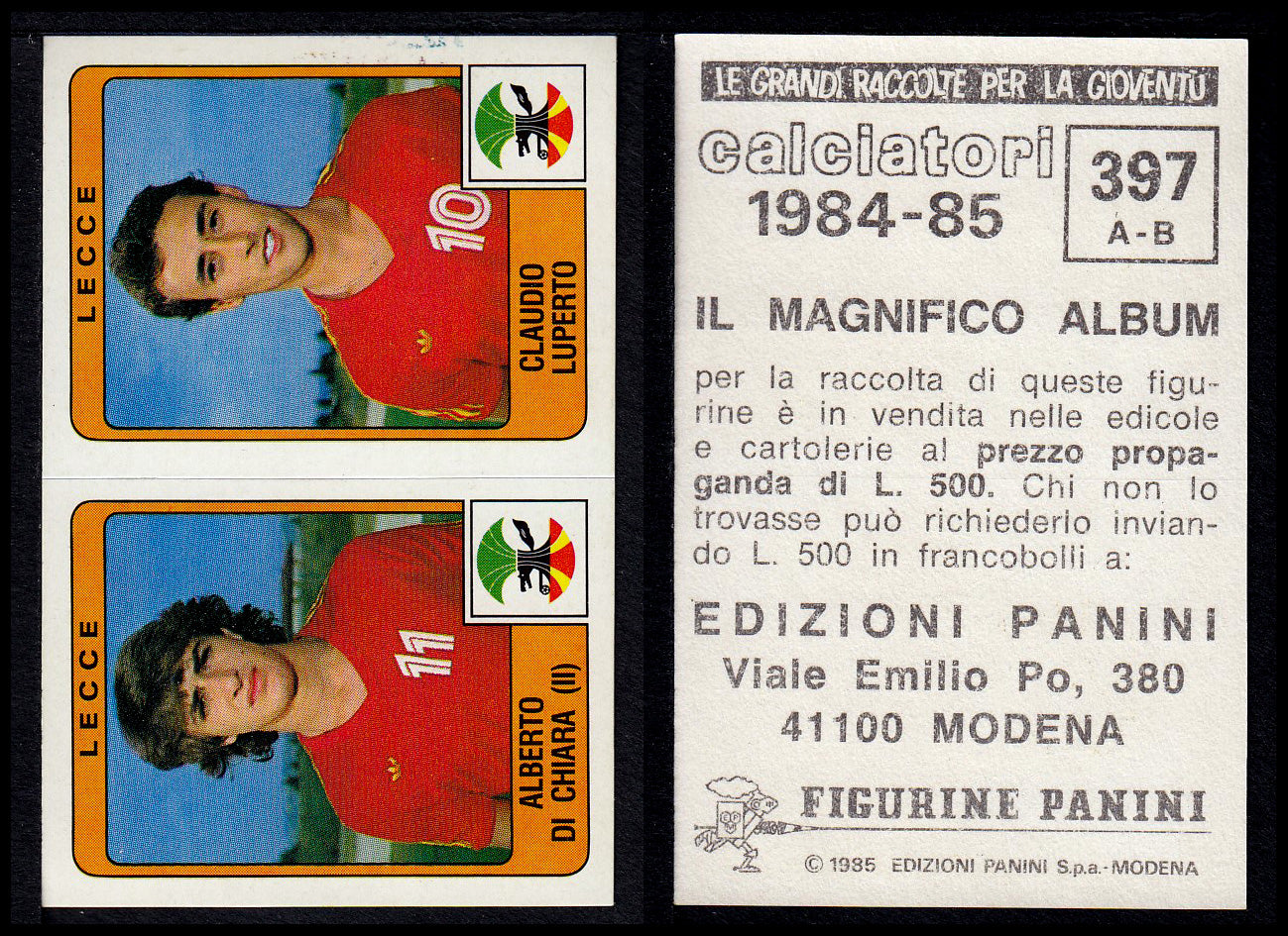 Figurine Panini - Calciatori 1984/85 - Mancolista SERIE B - Fascia 305/399