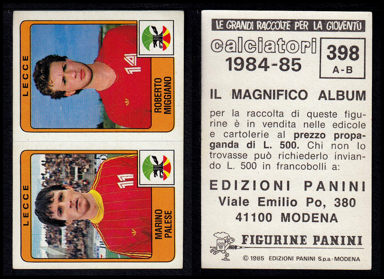 Figurine Panini - Calciatori 1984/85 - Mancolista SERIE B - Fascia 305/399