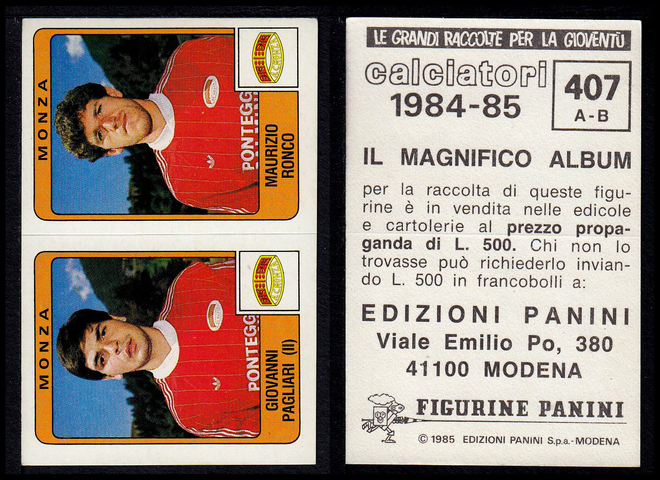 Figurine Panini - Calciatori 1984/85 - Mancolista SERIE B - Fascia 400/494