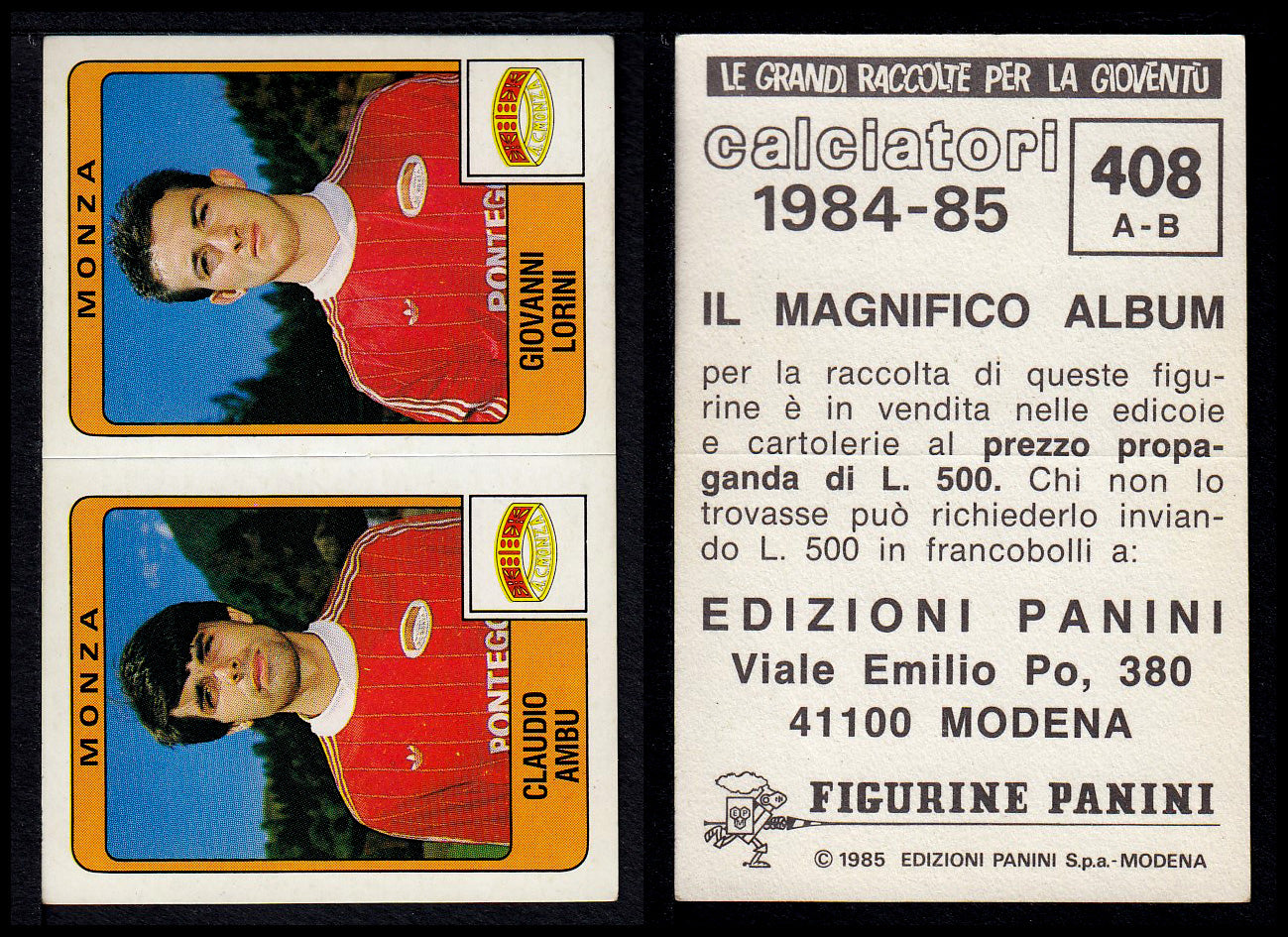Figurine Panini - Calciatori 1984/85 - Mancolista SERIE B - Fascia 400/494