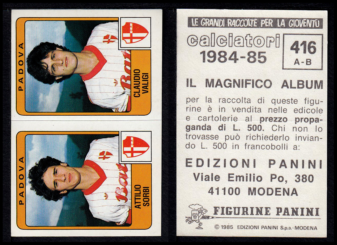 Figurine Panini - Calciatori 1984/85 - Mancolista SERIE B - Fascia 400/494