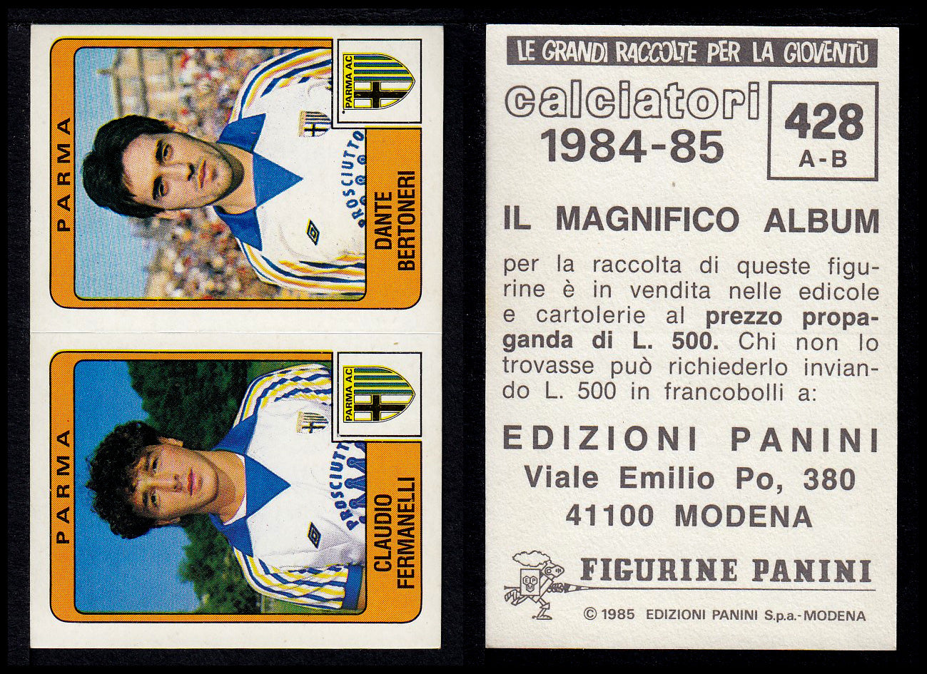 Figurine Panini - Calciatori 1984/85 - Mancolista SERIE B - Fascia 400/494