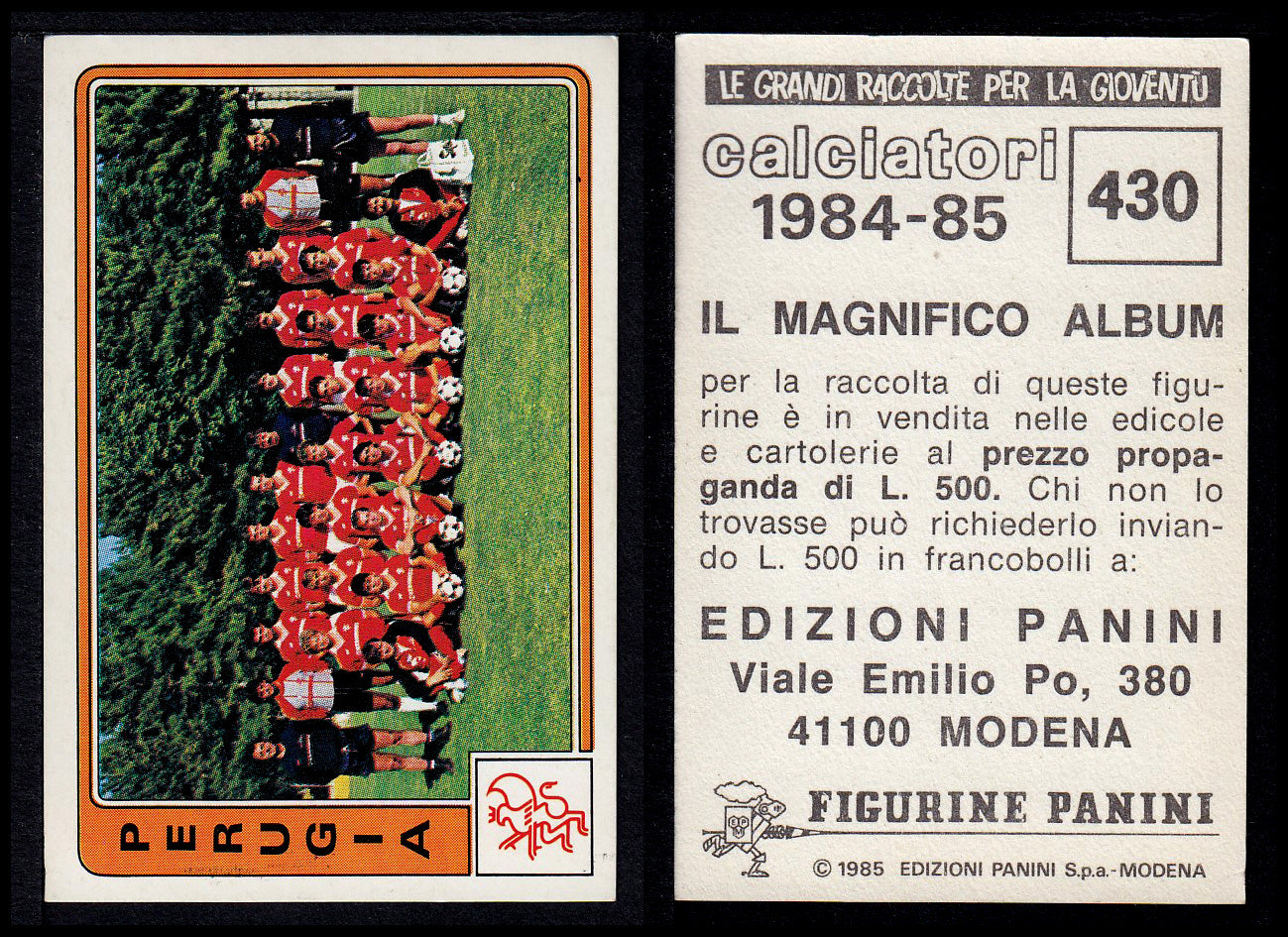 Figurine Panini - Calciatori 1984/85 - Mancolista SERIE B - Fascia 400/494