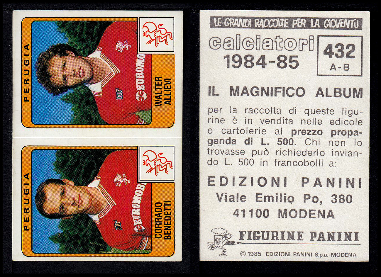 Figurine Panini - Calciatori 1984/85 - Mancolista SERIE B - Fascia 400/494