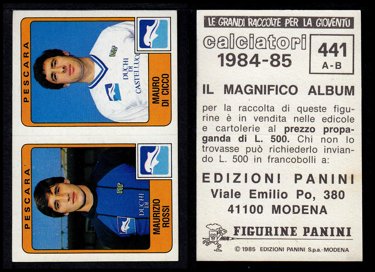 Figurine Panini - Calciatori 1984/85 - Mancolista SERIE B - Fascia 400/494
