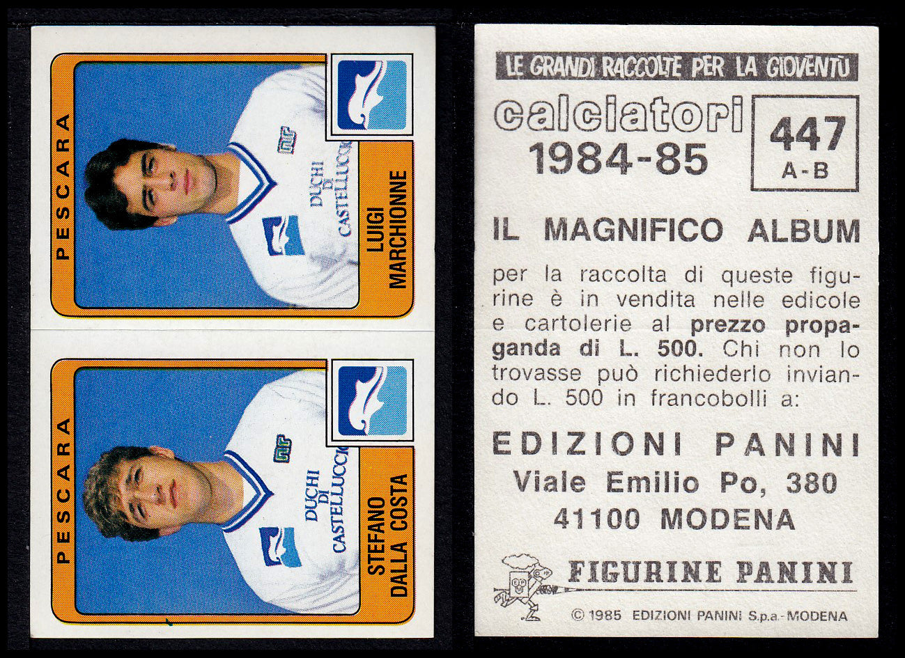 Figurine Panini - Calciatori 1984/85 - Mancolista SERIE B - Fascia 400/494