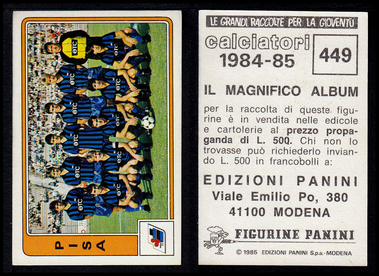 Figurine Panini - Calciatori 1984/85 - Mancolista SERIE B - Fascia 400/494