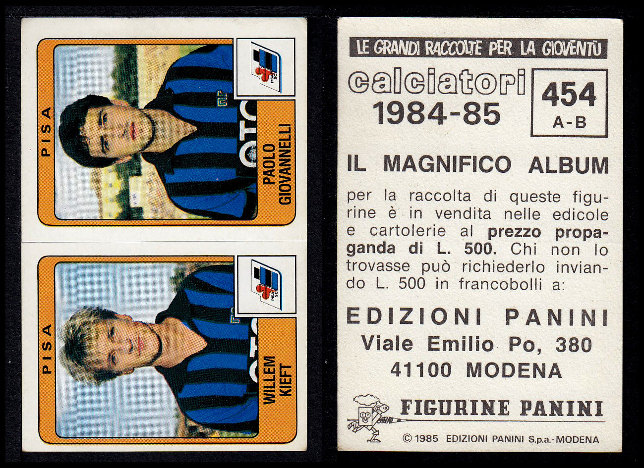 Figurine Panini - Calciatori 1984/85 - Mancolista SERIE B - Fascia 400/494