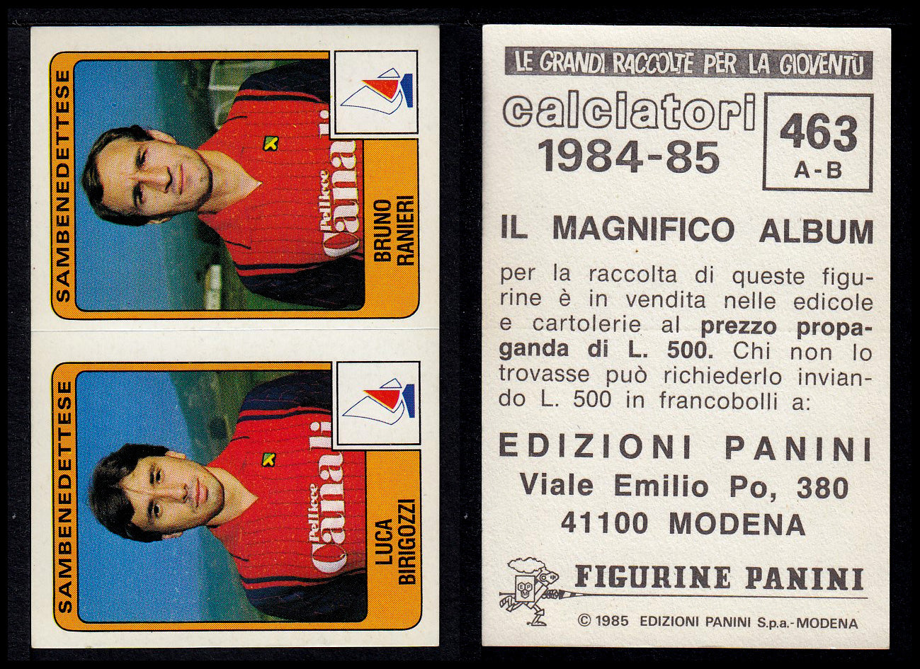 Figurine Panini - Calciatori 1984/85 - Mancolista SERIE B - Fascia 400/494