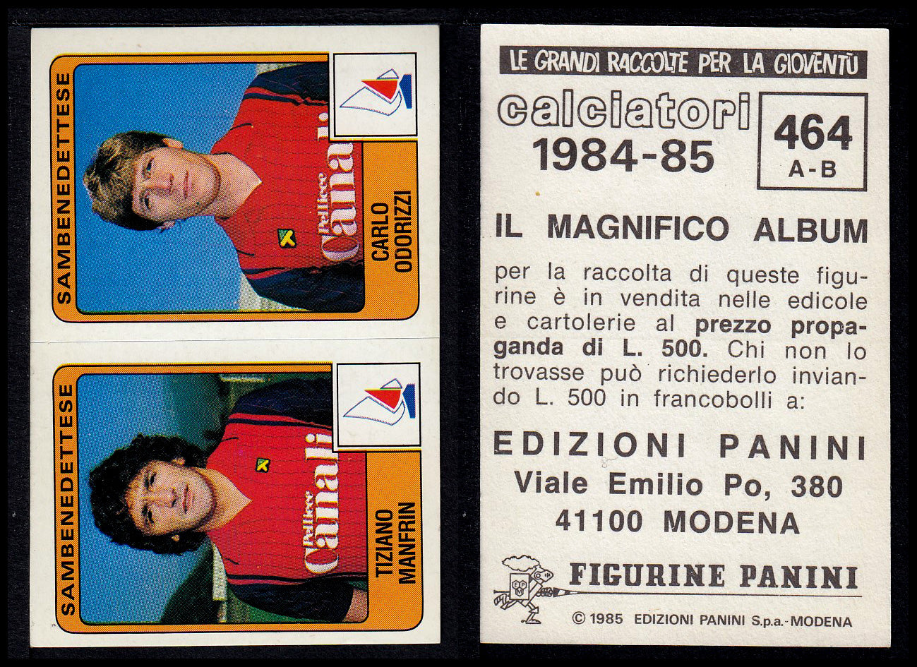 Figurine Panini - Calciatori 1984/85 - Mancolista SERIE B - Fascia 400/494