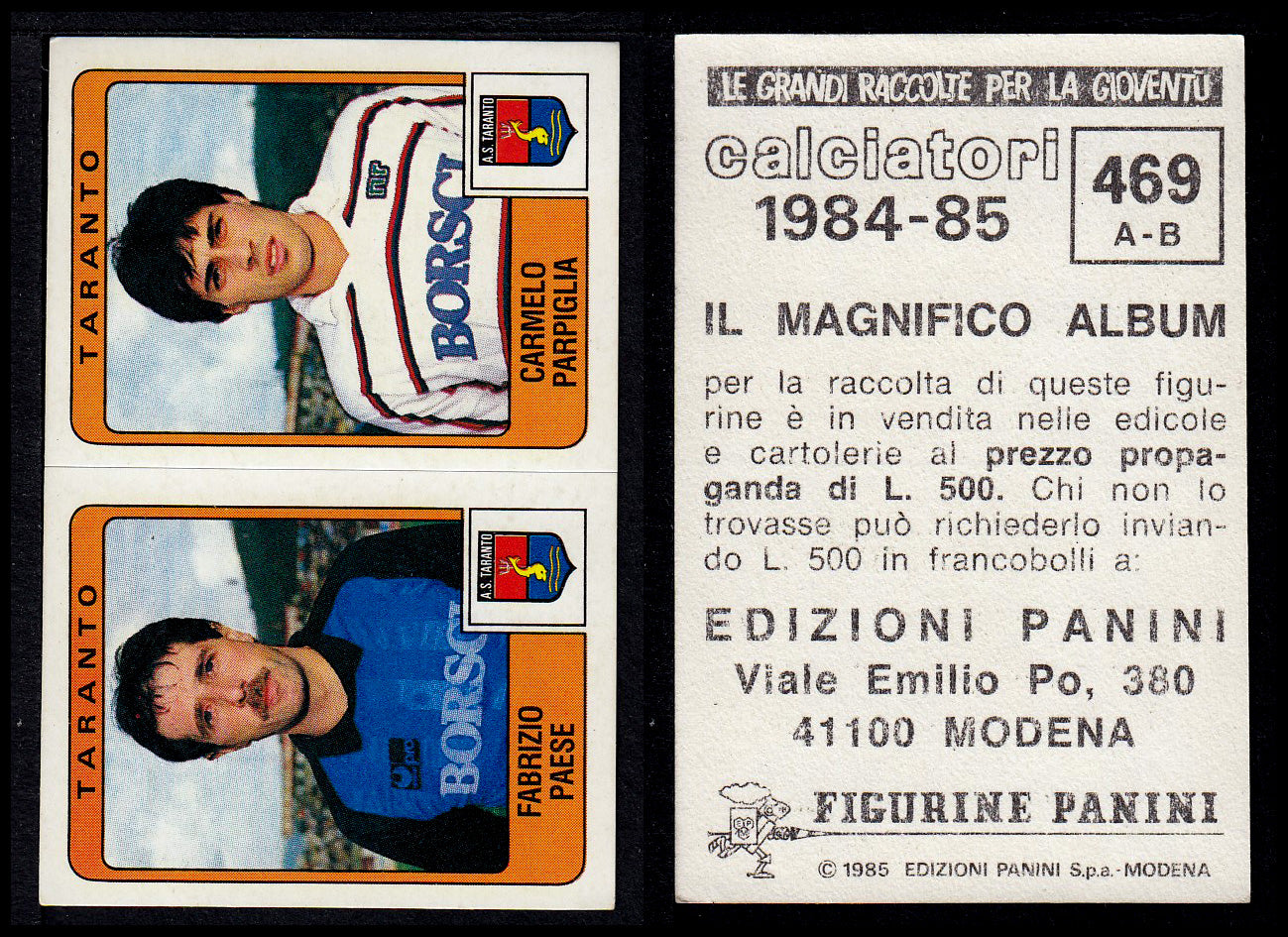 Figurine Panini - Calciatori 1984/85 - Mancolista SERIE B - Fascia 400/494