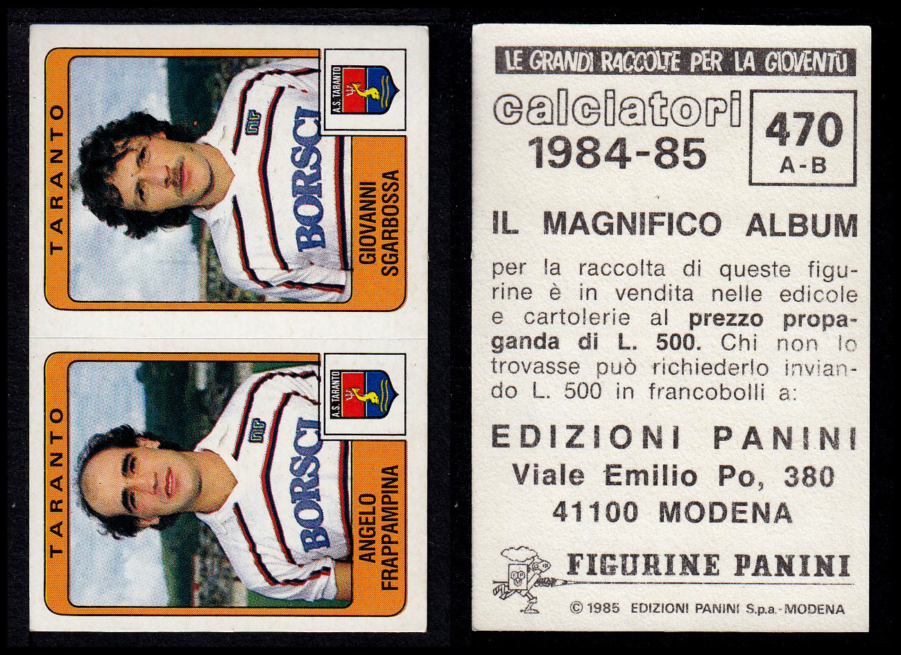 Figurine Panini - Calciatori 1984/85 - Mancolista SERIE B - Fascia 400/494