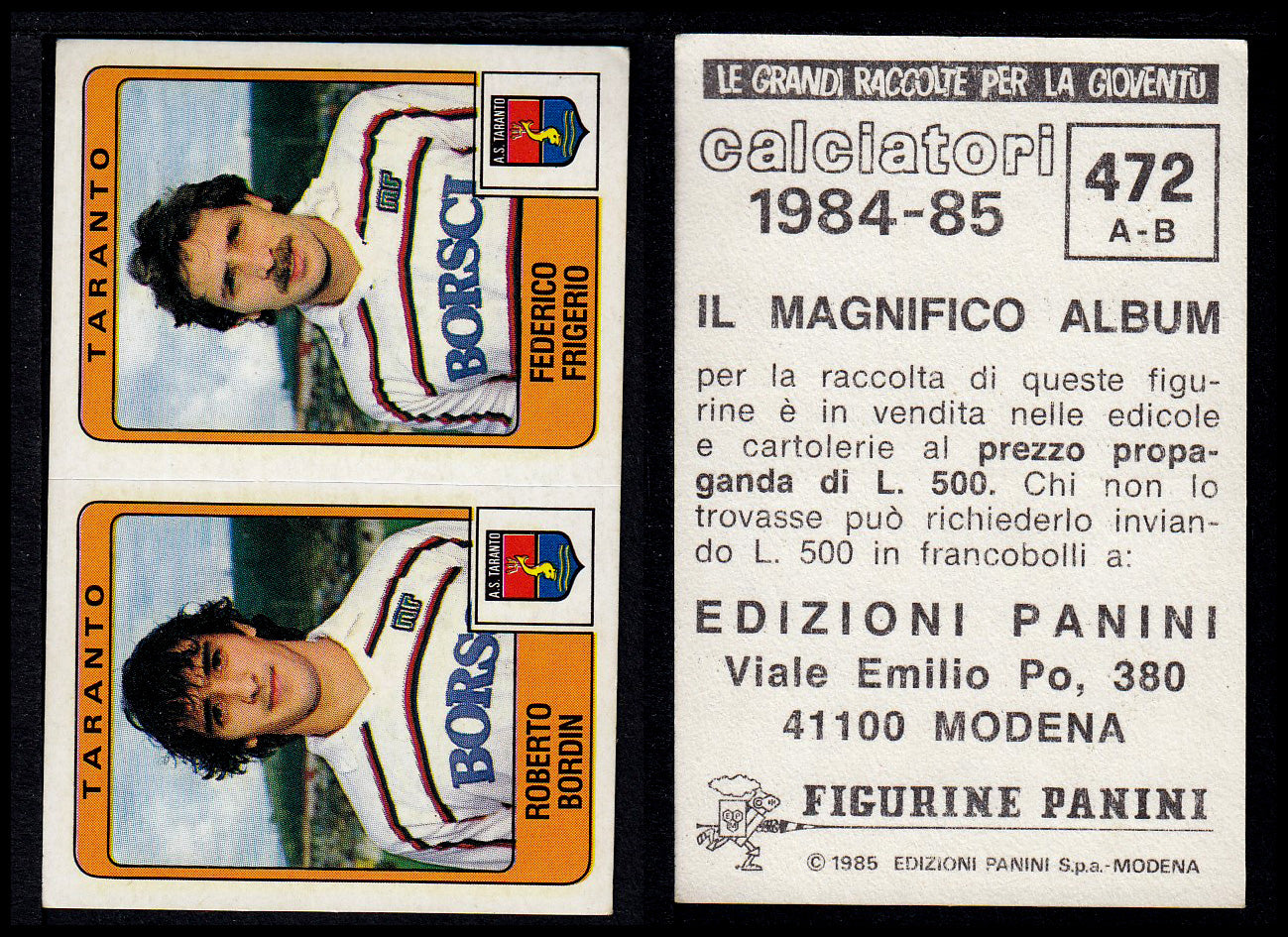 Figurine Panini - Calciatori 1984/85 - Mancolista SERIE B - Fascia 400/494