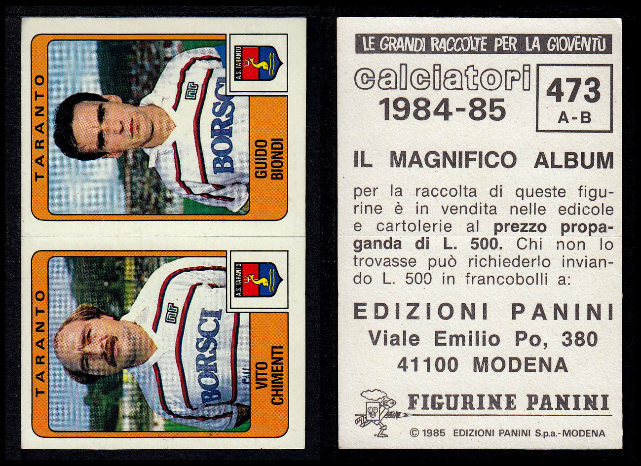 Figurine Panini - Calciatori 1984/85 - Mancolista SERIE B - Fascia 400/494
