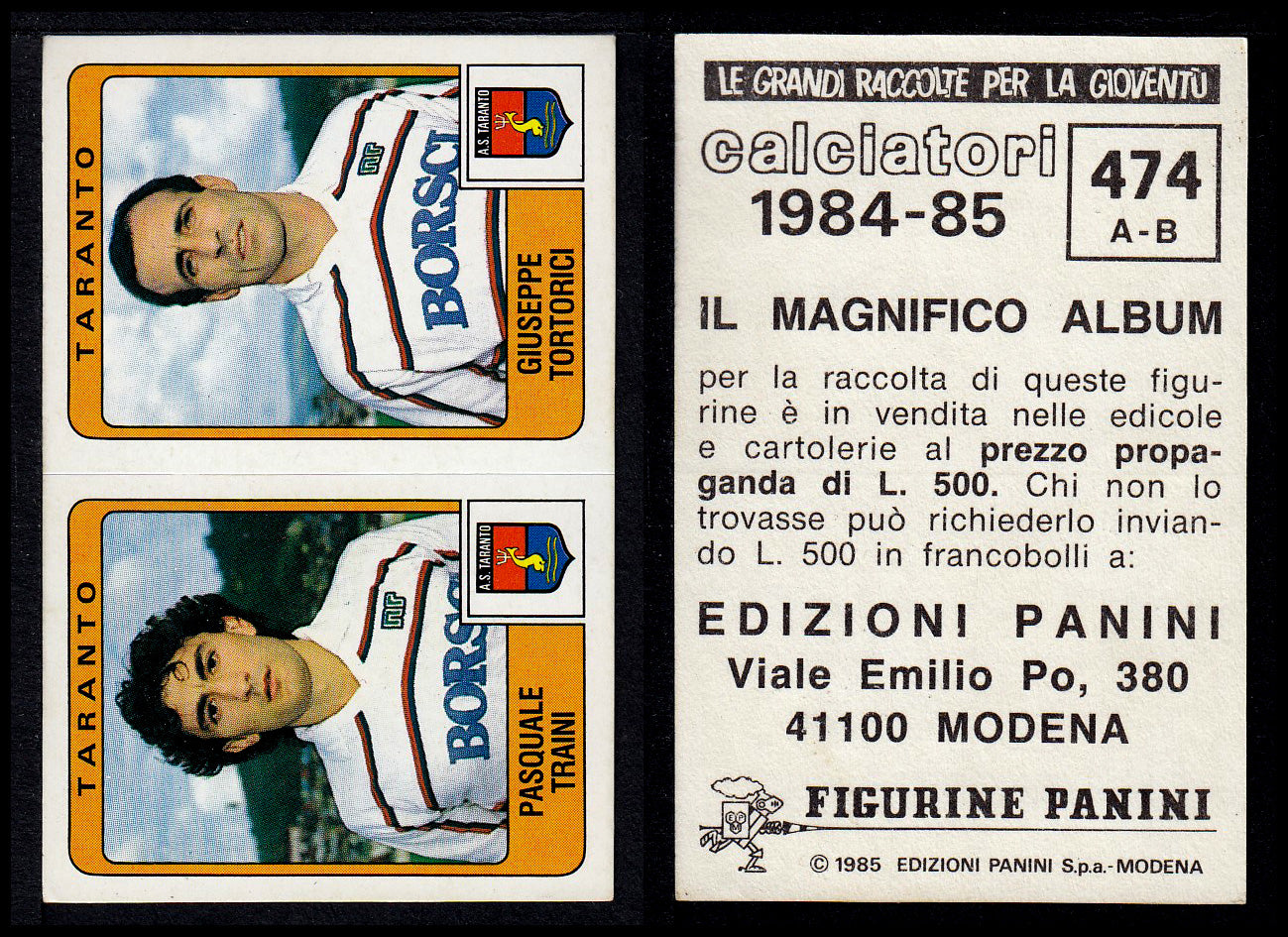 Figurine Panini - Calciatori 1984/85 - Mancolista SERIE B - Fascia 400/494