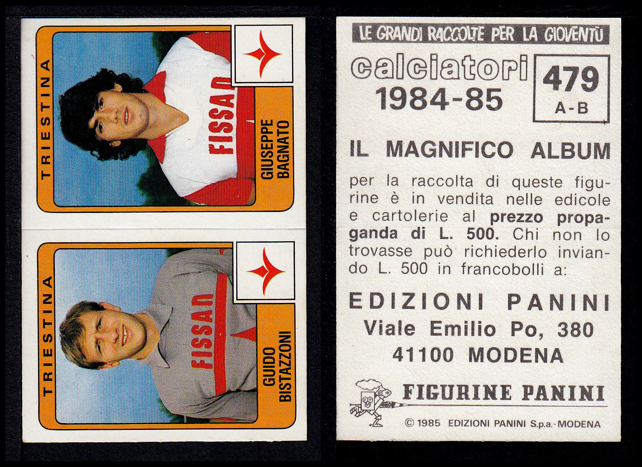 Figurine Panini - Calciatori 1984/85 - Mancolista SERIE B - Fascia 400/494