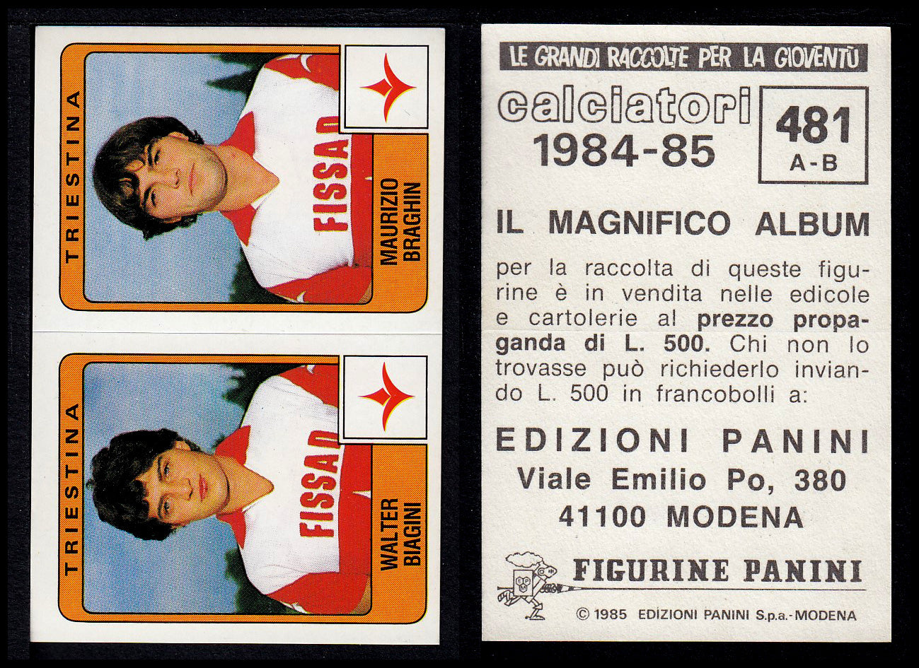 Figurine Panini - Calciatori 1984/85 - Mancolista SERIE B - Fascia 400/494
