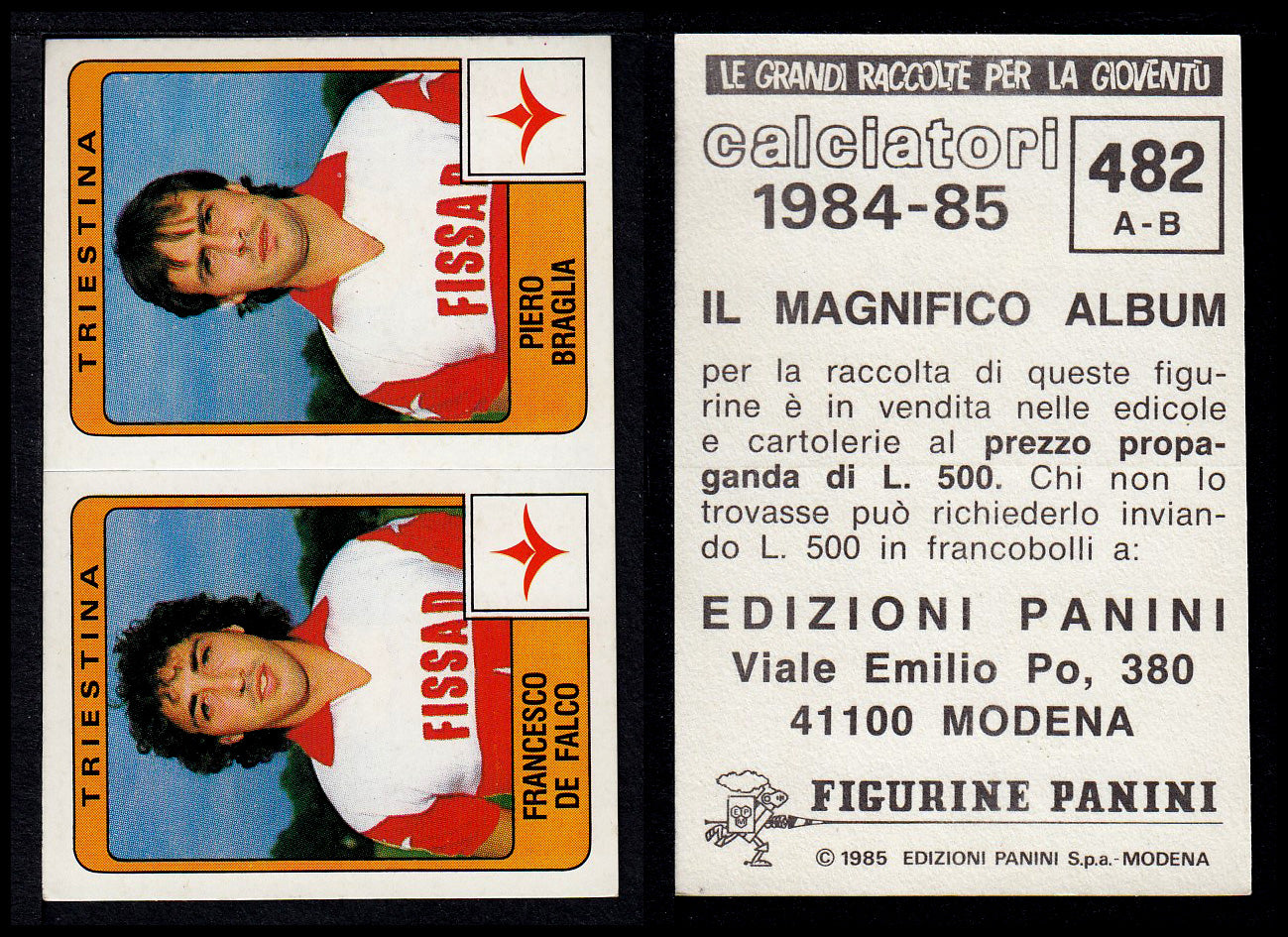 Figurine Panini - Calciatori 1984/85 - Mancolista SERIE B - Fascia 400/494