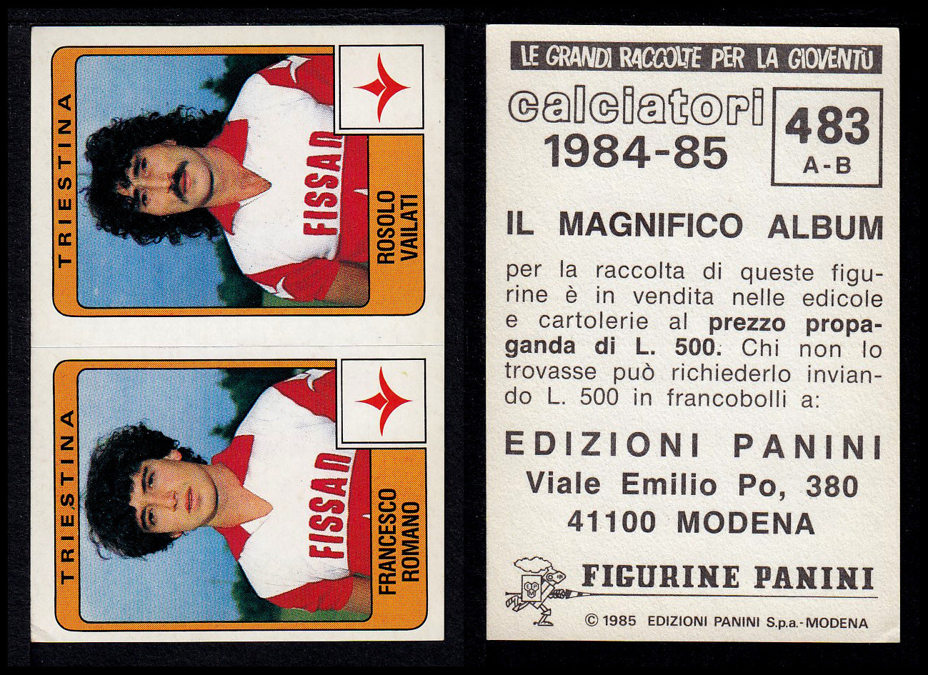 Figurine Panini - Calciatori 1984/85 - Mancolista SERIE B - Fascia 400/494