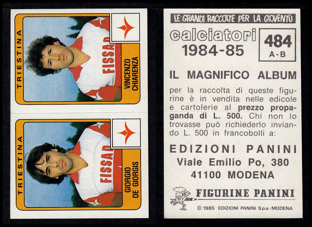 Figurine Panini - Calciatori 1984/85 - Mancolista SERIE B - Fascia 400/494