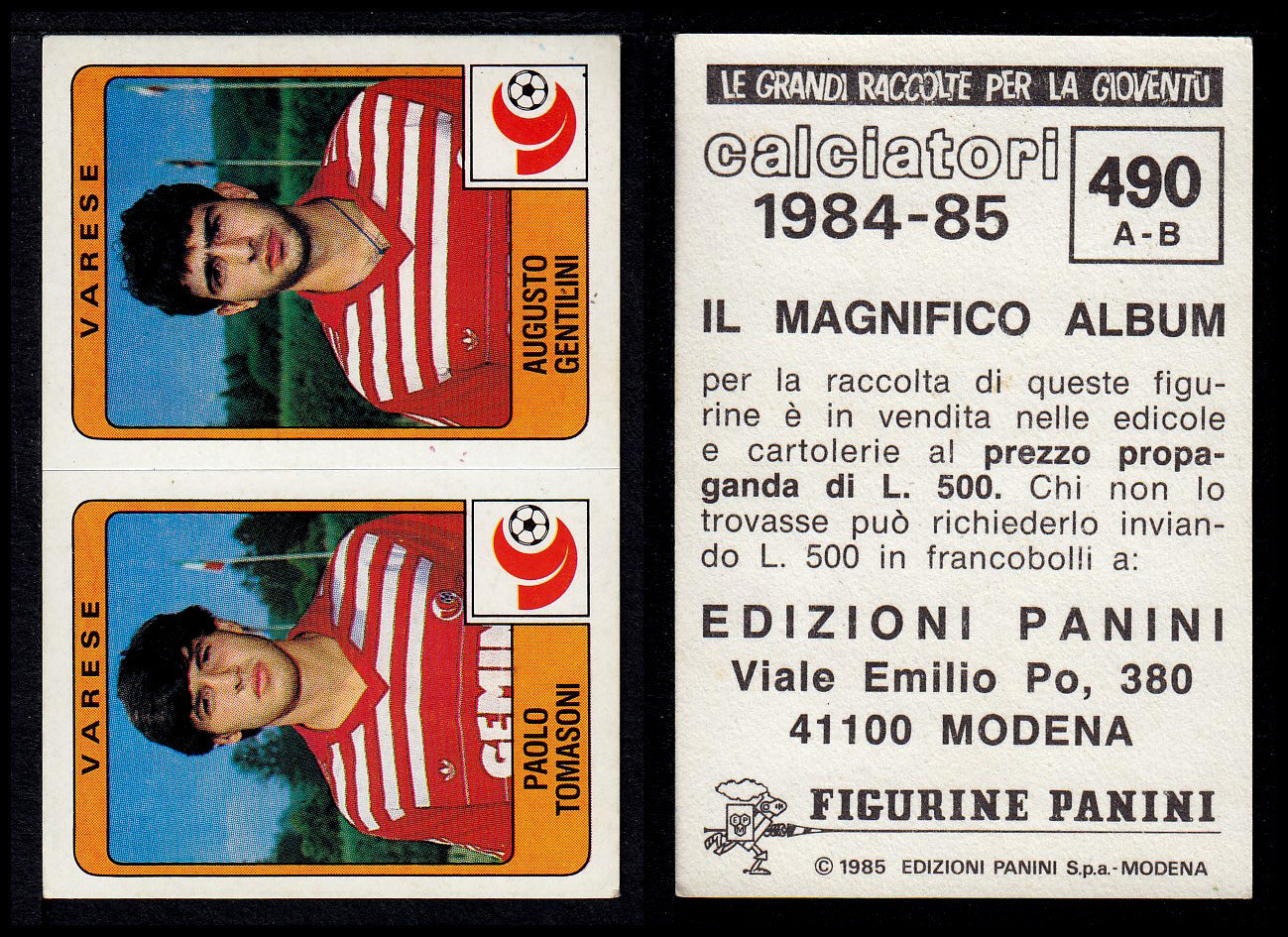 Figurine Panini - Calciatori 1984/85 - Mancolista SERIE B - Fascia 400/494