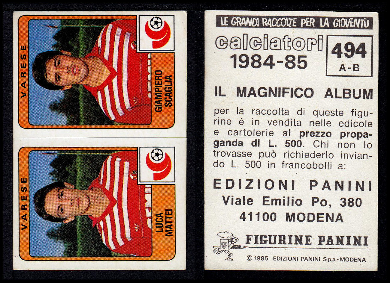 Figurine Panini - Calciatori 1984/85 - Mancolista SERIE B - Fascia 400/494