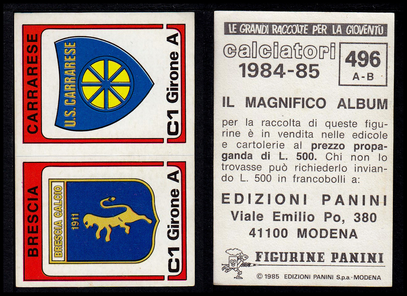 Figurine Panini - Calciatori 1984/85 - Mancolista SERIE C - Fascia 495/584