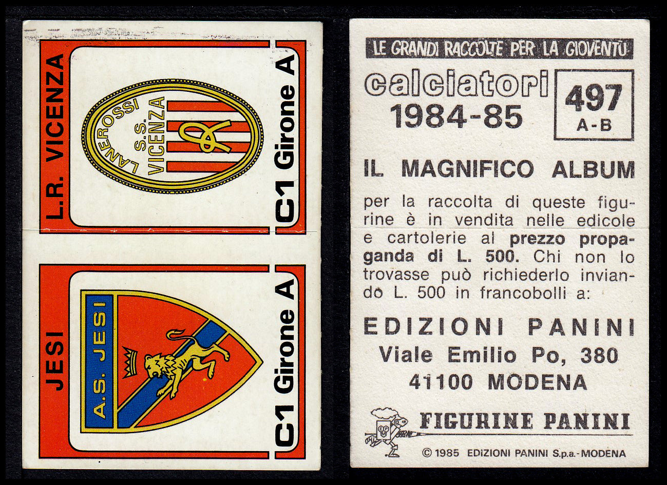 Figurine Panini - Calciatori 1984/85 - Mancolista SERIE C - Fascia 495/584