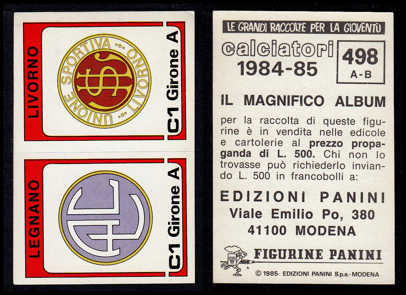 Figurine Panini - Calciatori 1984/85 - Mancolista SERIE C - Fascia 495/584