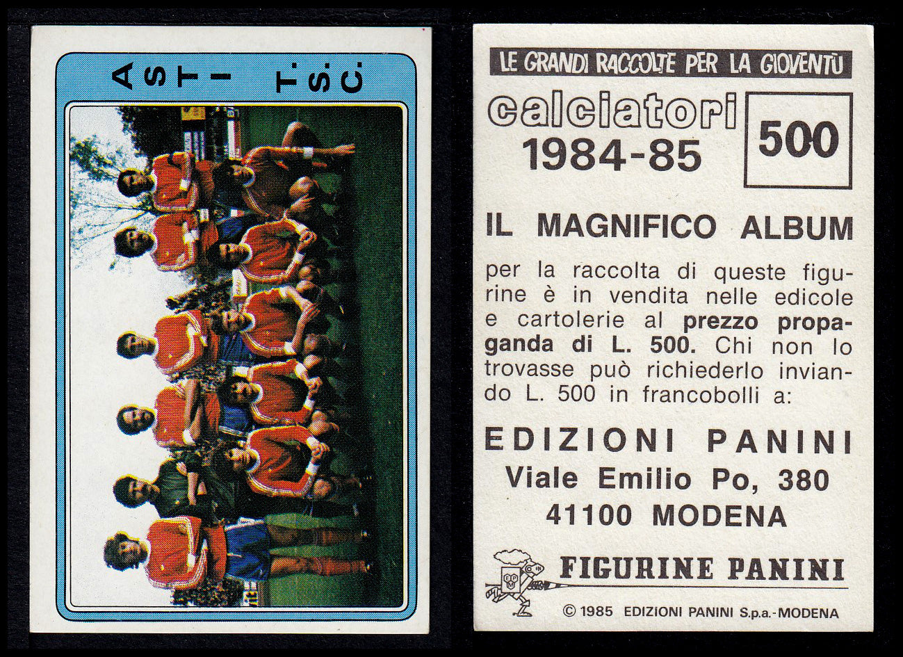 Figurine Panini - Calciatori 1984/85 - Mancolista SERIE C - Fascia 495/584