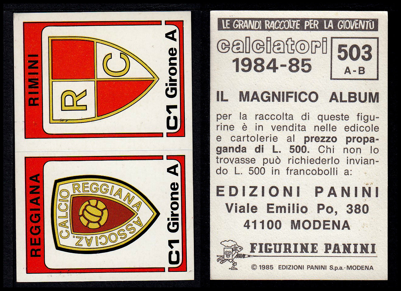 Figurine Panini - Calciatori 1984/85 - Mancolista SERIE C - Fascia 495/584